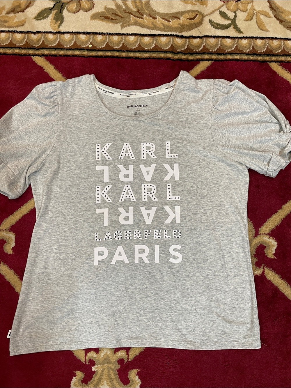 Karl Lagerfeld Grey Girls' Short Sleeve Logo Tee